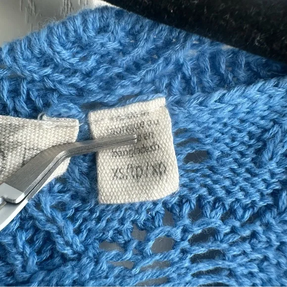 Blue Knit Women's Cardigan with Tie Front - Picture 4 of 6